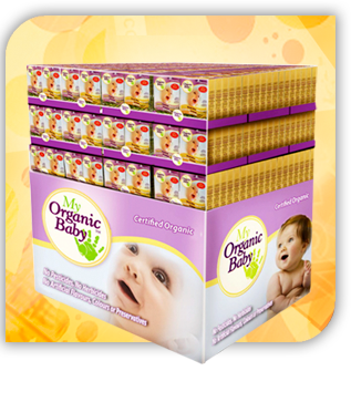 My Organic Baby : Get your product into the big-box club stores like Costco or Home Depot. Smaller stores will allow flat-display packaging, and the stores’ staff will assemble it with your instructions. 